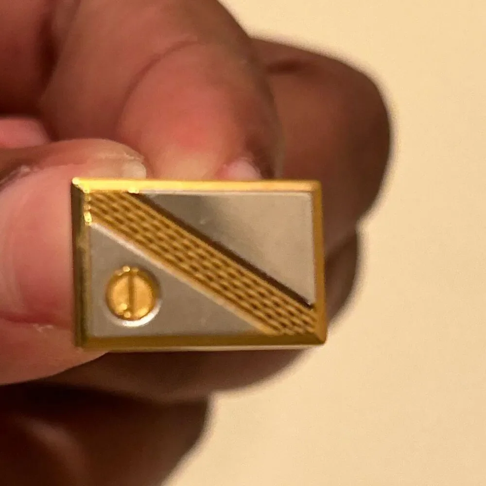 Dunhill Two Tone Rectangular Cuff Links Silver Gold Professional Sophisticated